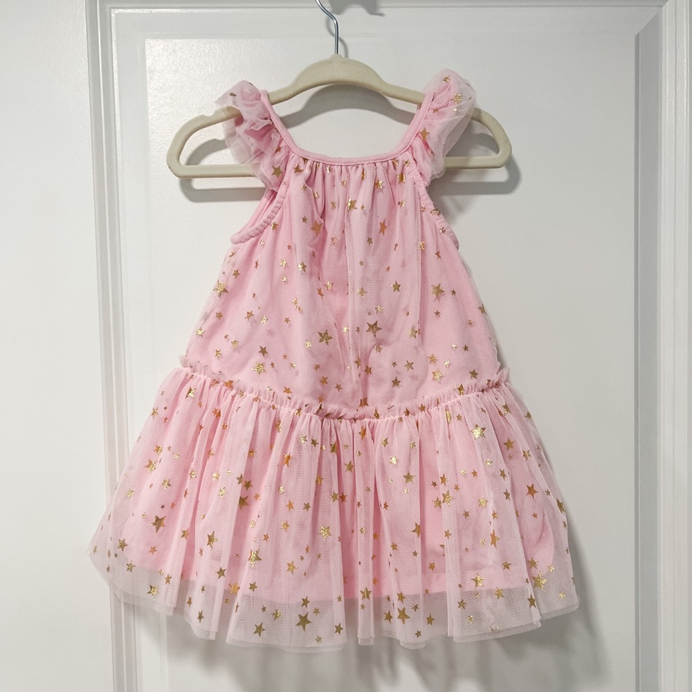 Pink Tulle Baby Starters Dress with Gold Stars